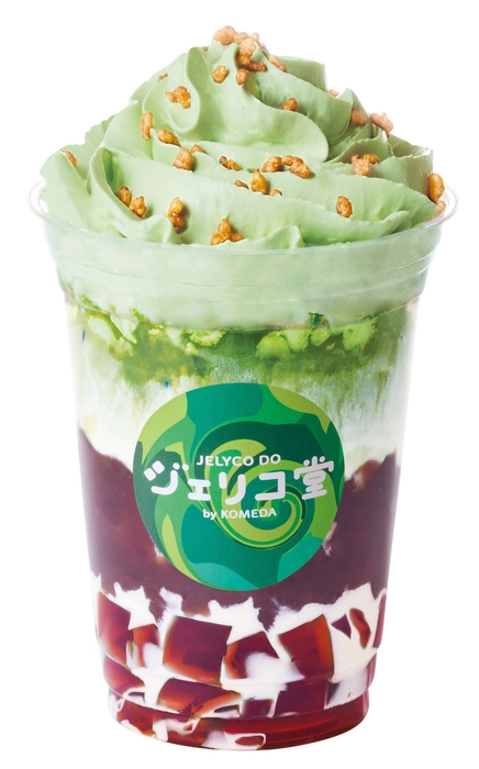 紅茶ジェリー&抹茶ミルク(抹茶ホイップ変更+玄米あられ+小倉あん)