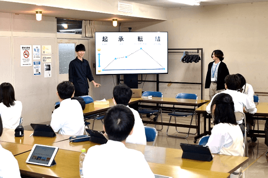 動画制作ワークショップ(天塩高校1年生) 講師:麗澤大学工学部2年 大場史温・阿部至恩