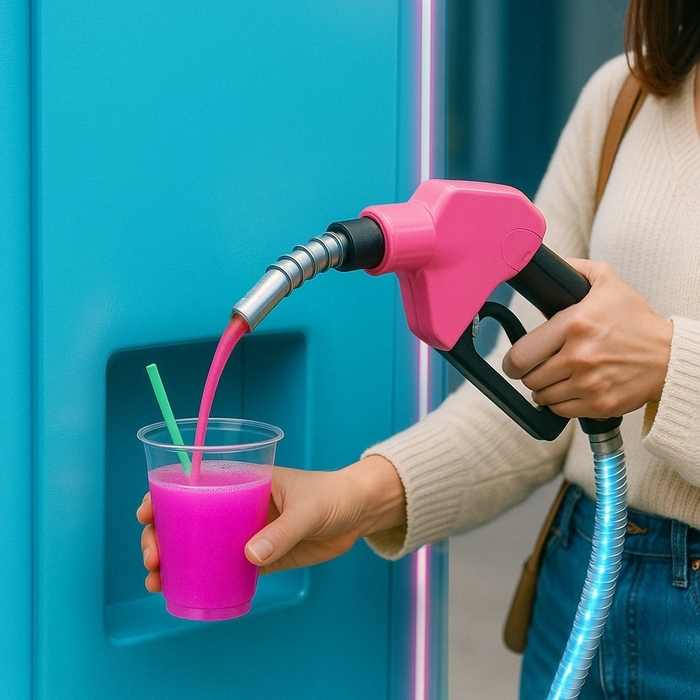 ガン型給油機から注がれる「脳汁ドリンク」