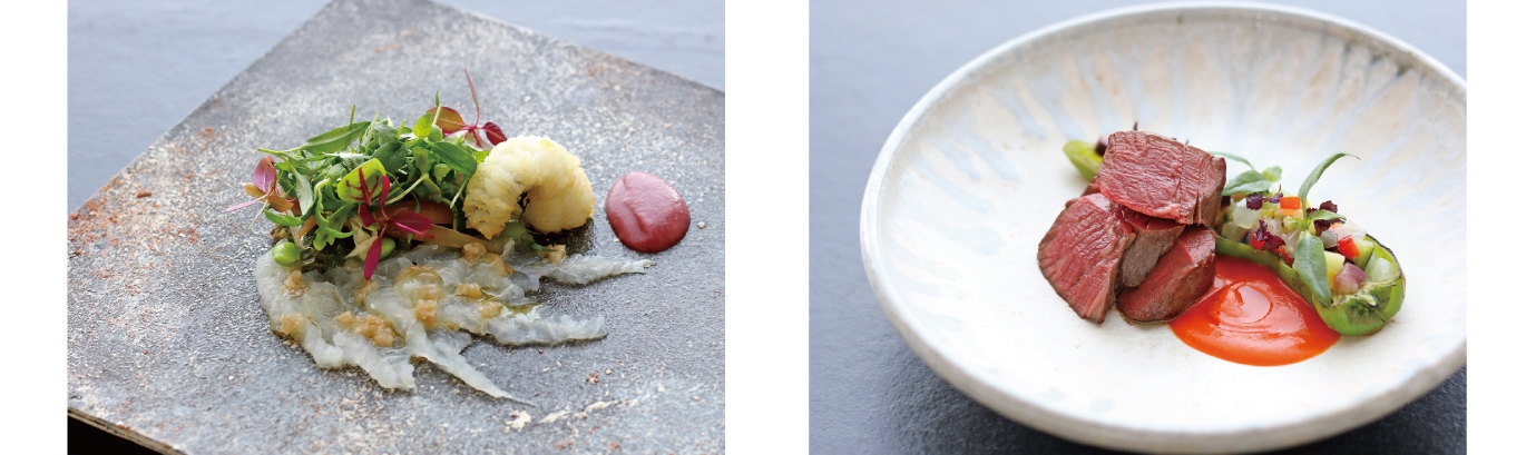 鱧のサラダ仕立てと淡路ビーフ