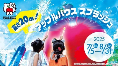淡路島西海岸 大量のスプラッシュで水浸し⁉びしょ濡れ必至！ HELLO KITTY APPLE HOUSE 『アップルハウス スプラッシュ』 7月5日より開催