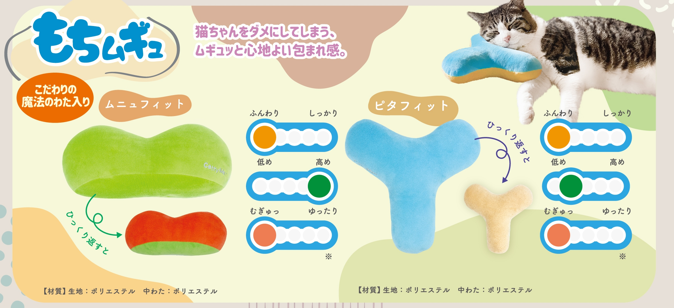 あごのせにゃん眠枕 もちムギュ 説明