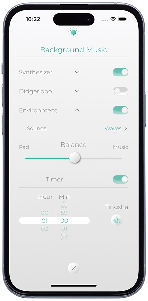 専用アプリ『Mood Pan Plus』 BGM画面