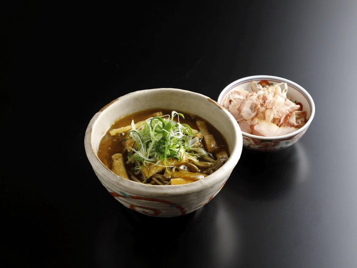 九条葱と揚げカレー蕎麦