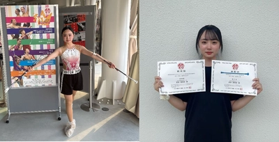 近畿大学附属福岡高等学校バトン部　武田愛梨紗選手　世界大会出場報告のため、飯塚市長を表敬訪問