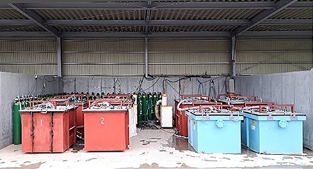 写真5:粒状化再生骨材へのCO2固定仮設備