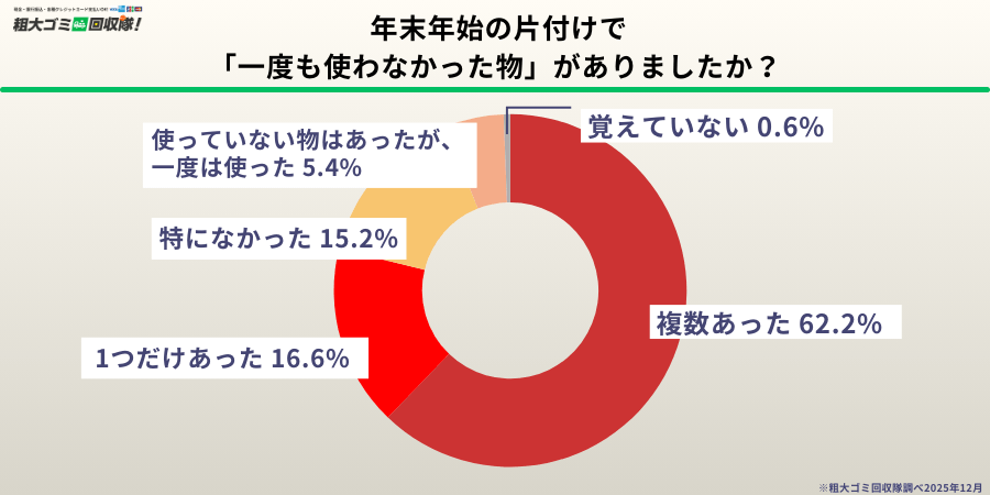 500人調査】年末の片付けで「一度も使わなかった物」が続出 6割以上が 