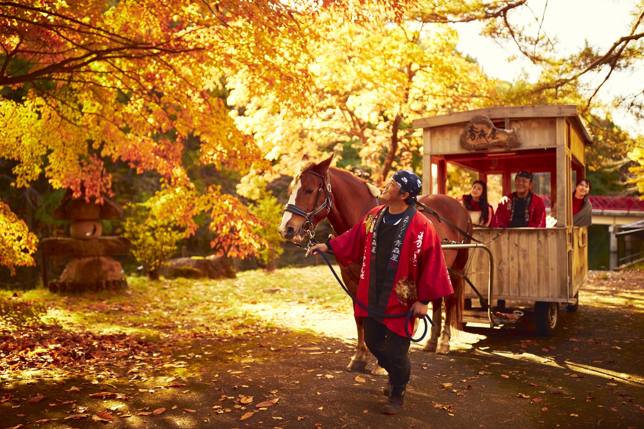 青森屋 馬車で公園を巡りながらりんごの食べ比べ!「紅葉りんご馬車」運行 期間:2020年9月1日~11月30日
