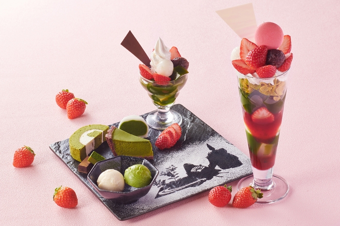 いちご抹茶パフェ&源氏物語 いちご抹茶スイーツプレート