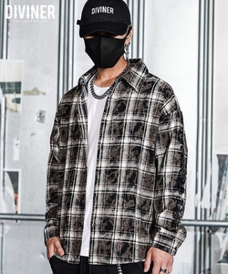 Faint Embroidery Plaid Shirt