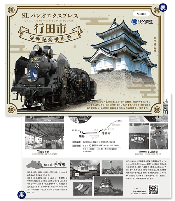 SLパレオエクスプレス行田市延伸記念乗車券　イメージ2