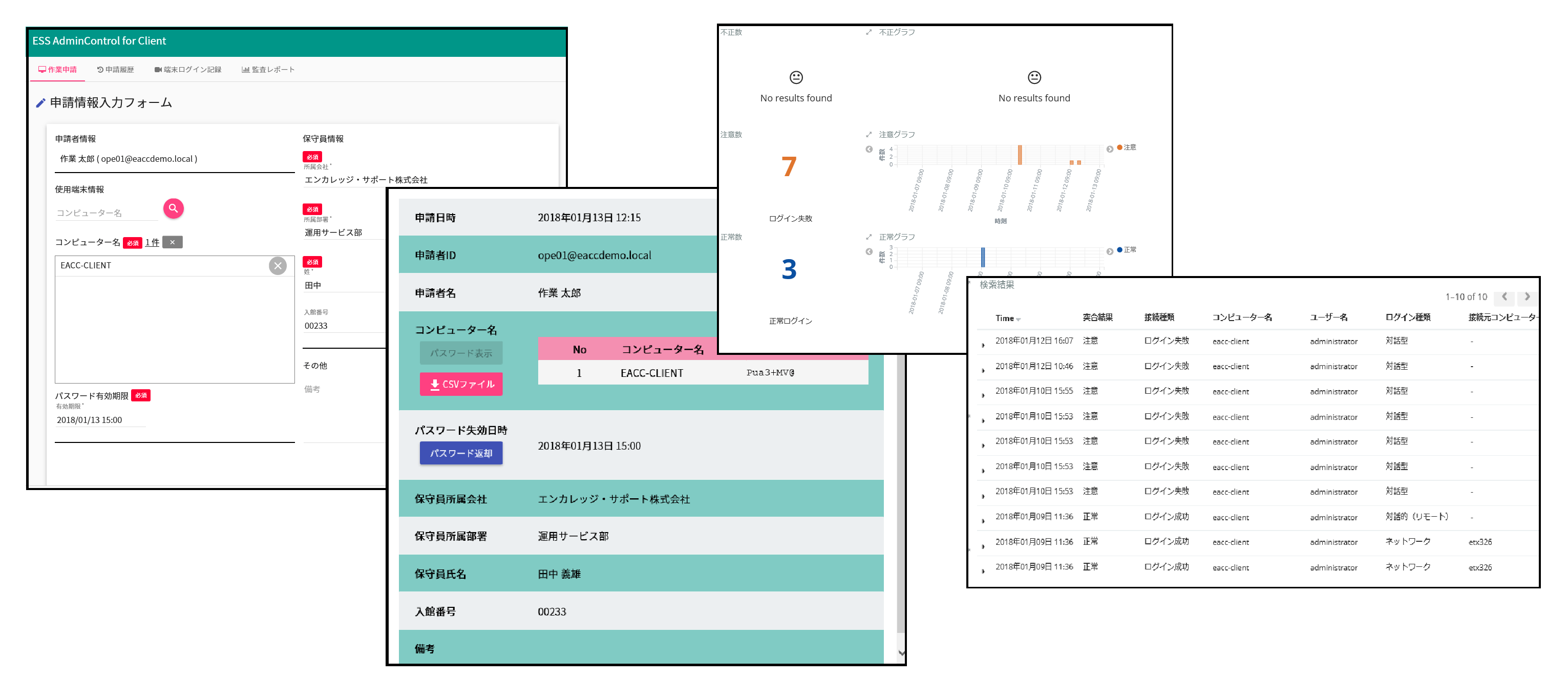 図1.操作インターフェイスおよびレポート画面
