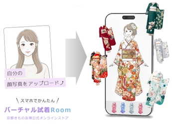 【着物業界のDX革命】振袖選びは「スマホで10秒」の時代へ。 自分の顔で簡単に着物が試着できる「AIバーチャル試着」 京都きもの友禅で利用開始