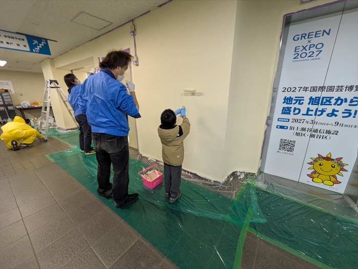 旭区庁舎の休日作業で親子で参加