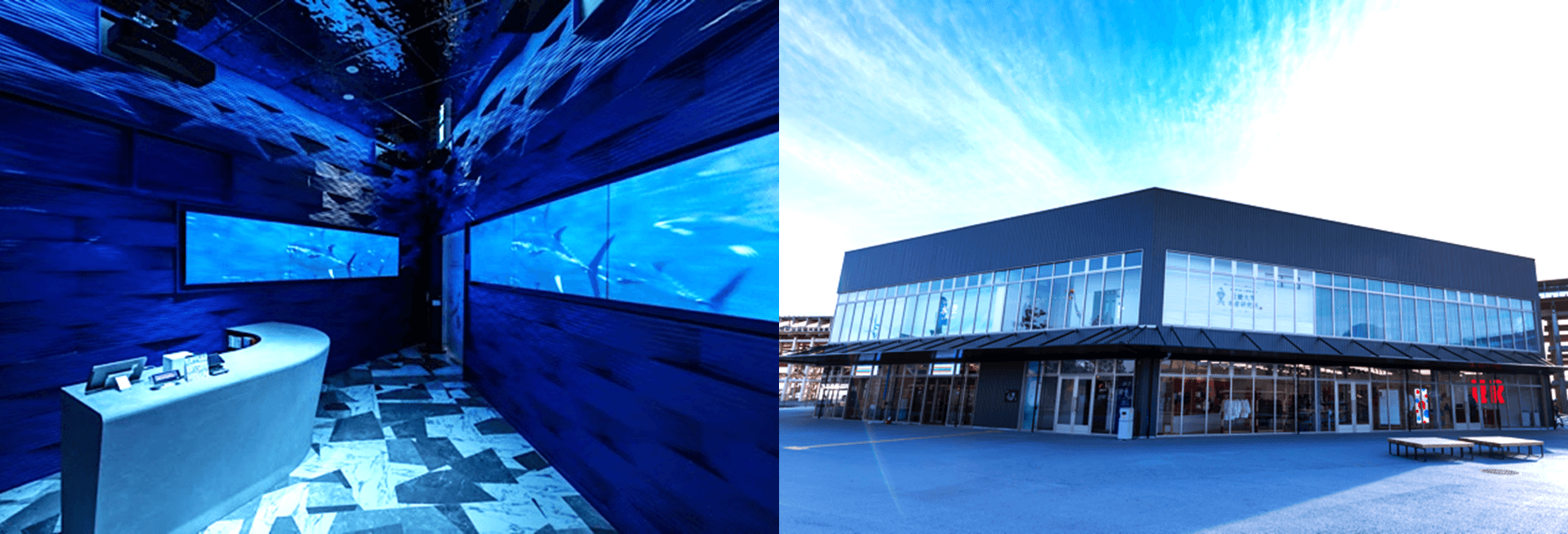 店舗エントランス(左)、店舗外観(右)