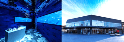 店舗エントランス（左）、店舗外観（右）