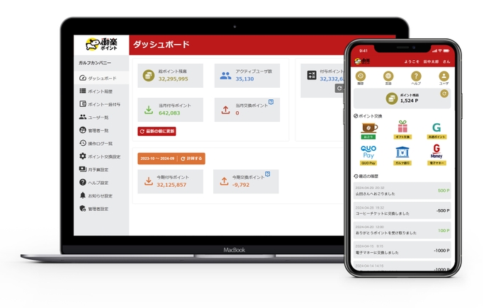 働楽ポイント アプリ画面/管理画面