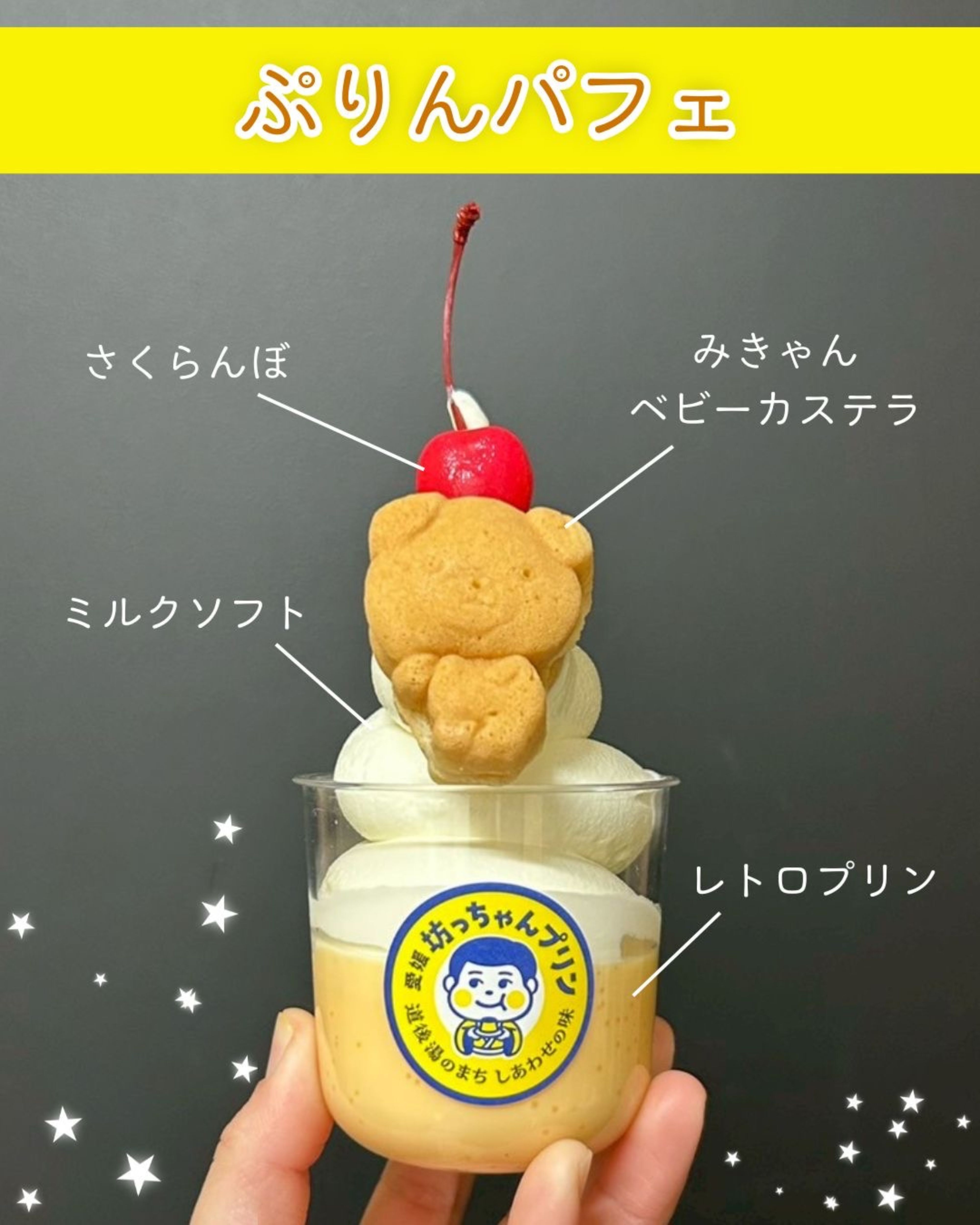 愛媛・松山のプリン専門店より 「みきゃん」が主役の『ぷりんパフェ