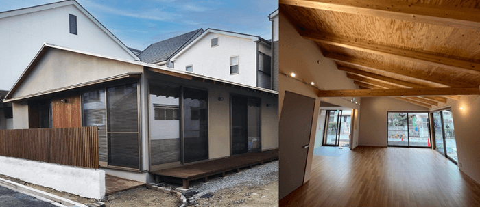 寺島自治会コミュニティセンターの外観と内観