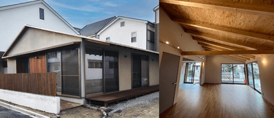 寺島自治会コミュニティセンターの外観と内観