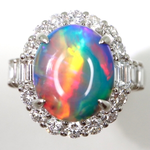 天然ブラックオパールキャッツアイリング