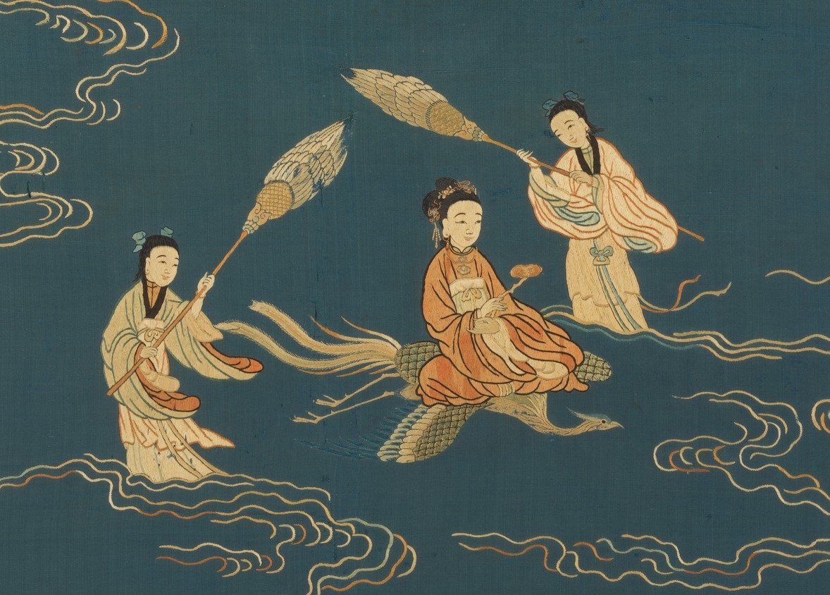 【不明】◆西芸園◆唐画◆西王母図◆中国◆美人画◆古画◆肉筆◆絹本◆掛軸◆ 不明】◇西芸園◇唐画◇西王母図◇中国◇美人画◇古画◇肉筆