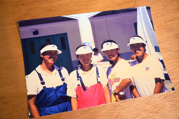 名城大学ヨット部での森さん(右から2番目)