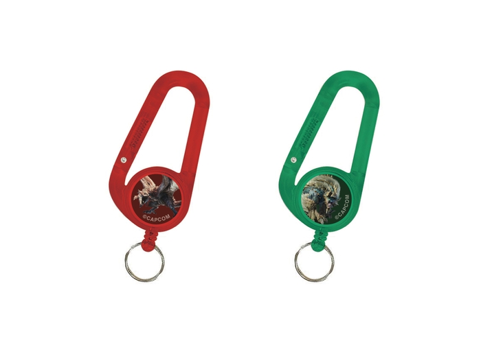 ▲カラビナリールキーホルダー(リオレウス/ジンオウガ)