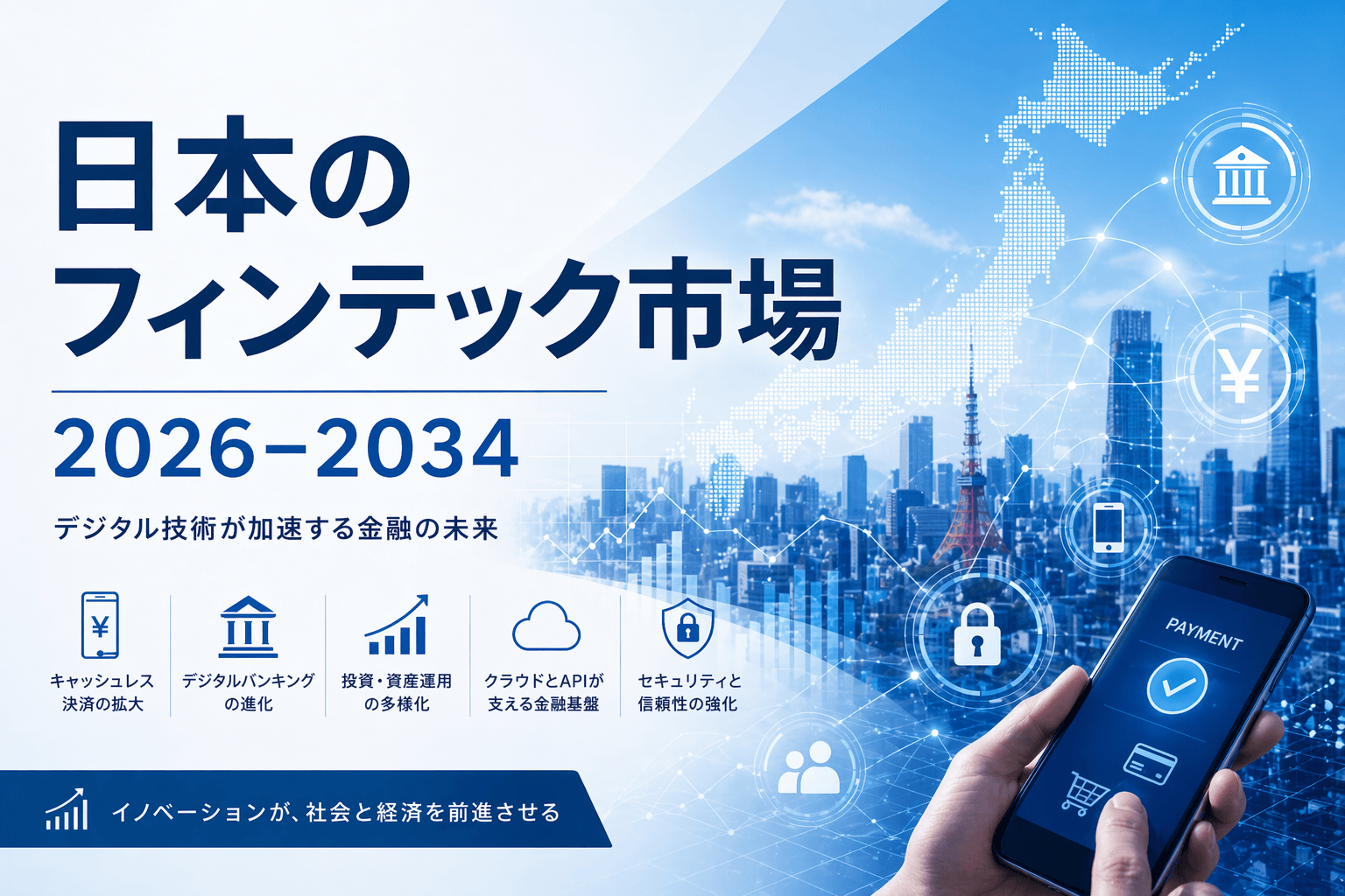 日本のフィンテック市場規模、2034年までに326億3,000万米ドルに到達へ ― 年平均成長率（CAGR）13.0%で拡大