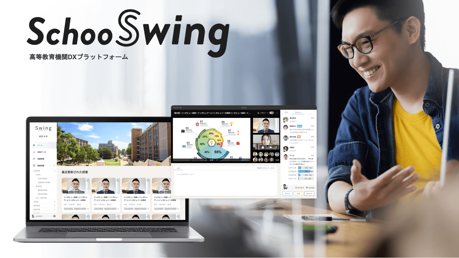 高等教育機関DXプラットフォーム『Schoo Swing(β 版)』https://schoo.jp/dx