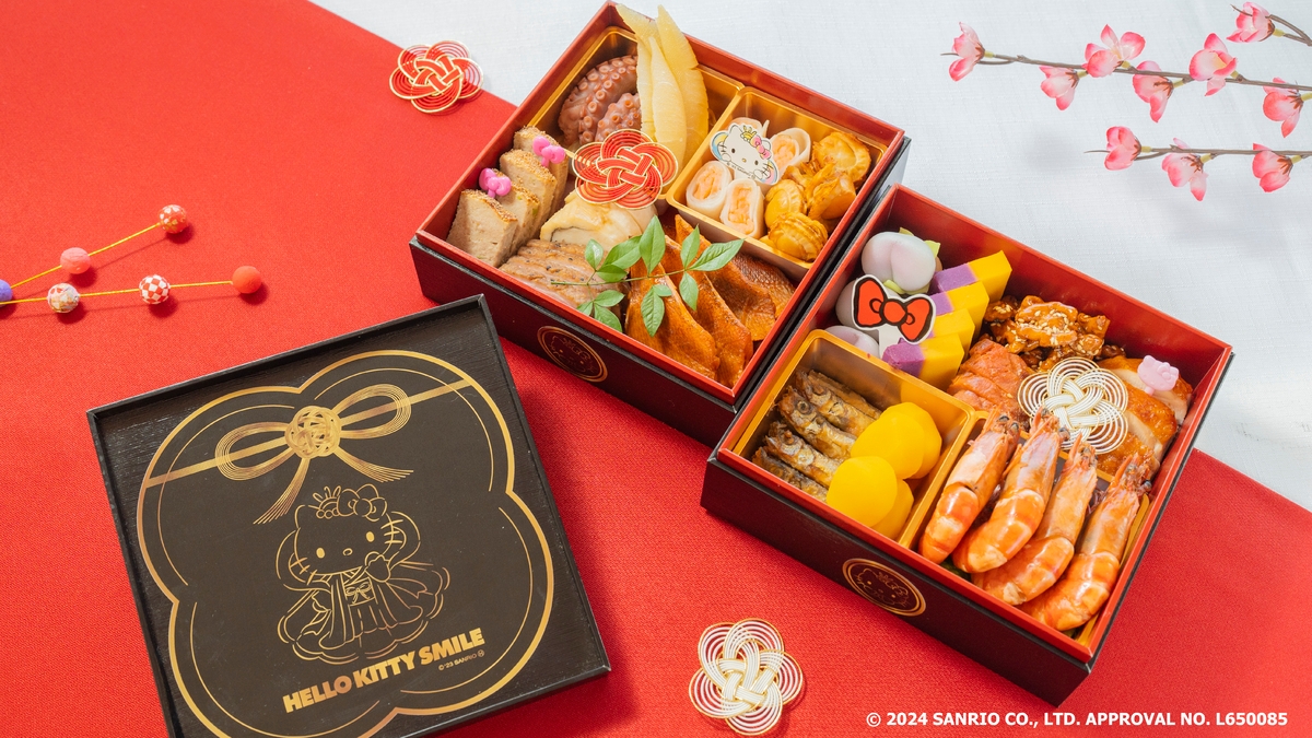 有頭海老や煮穴子など10種類以上のお料理が詰まったボリューム満点の“おせち”が登場 HELLO KITTY SMILE限定 『スマイルおせち』 12月26日より提供開始!
