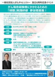11/7（金）開催決定　設立6周年記念イベント『がん罹患経験者にかかわるための「傾聴」実践研修』