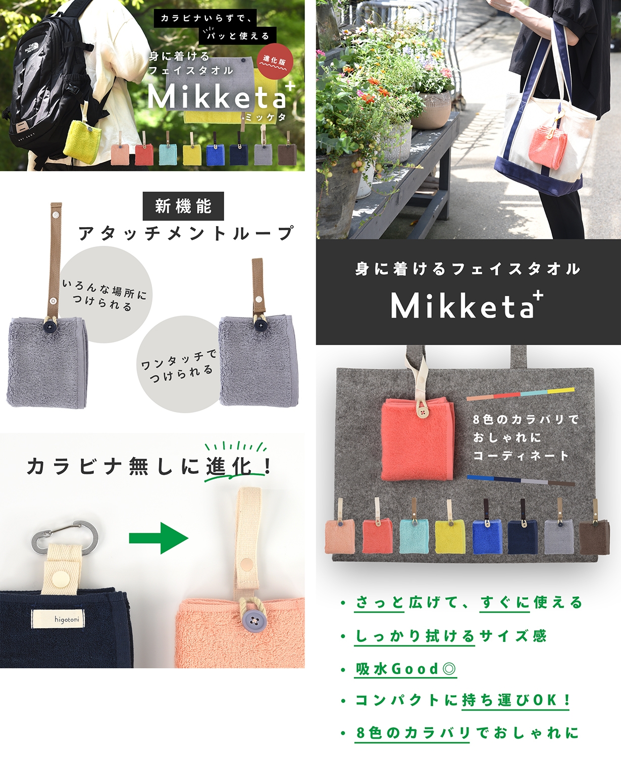 身に着ける”フェイスタオル『Mikketa』が 新機能を備え、9月3日から