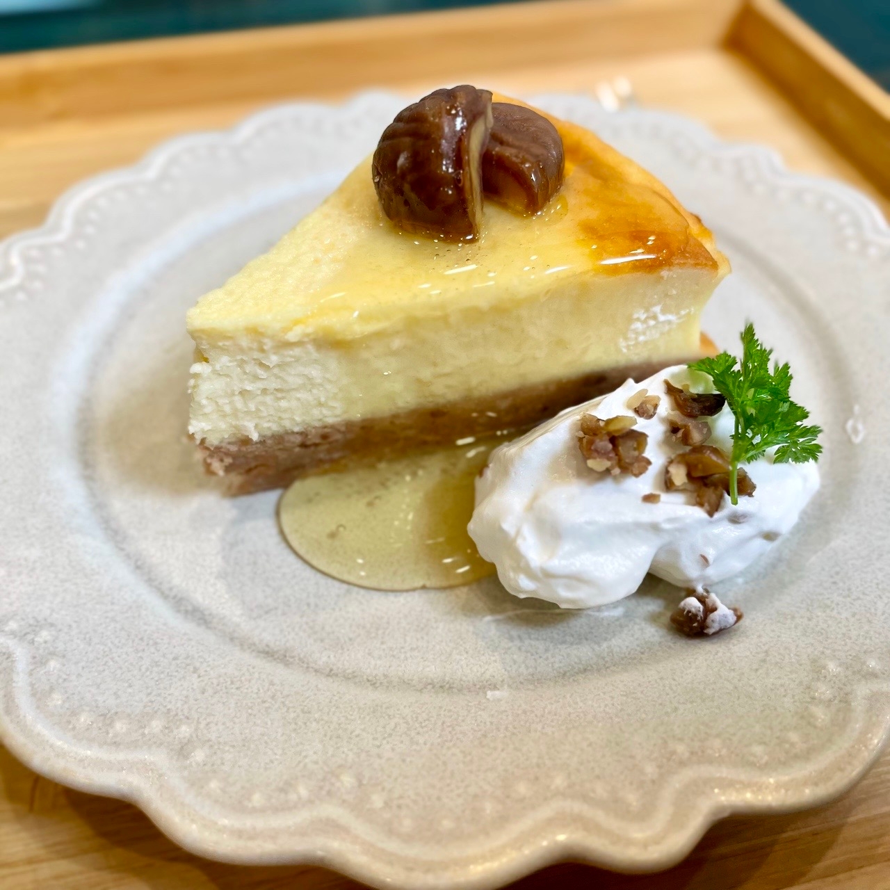 栗のカッテージチーズケーキ