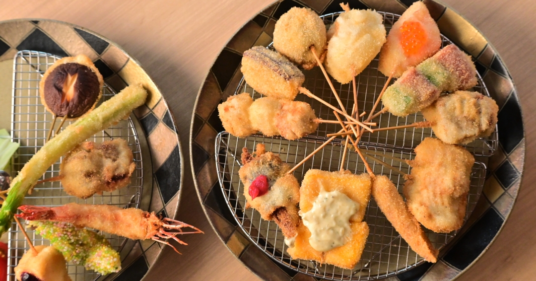 ▲『天道お任せ盛り合わせ食べ放題コース』にて提供する串揚げ(イメージ)