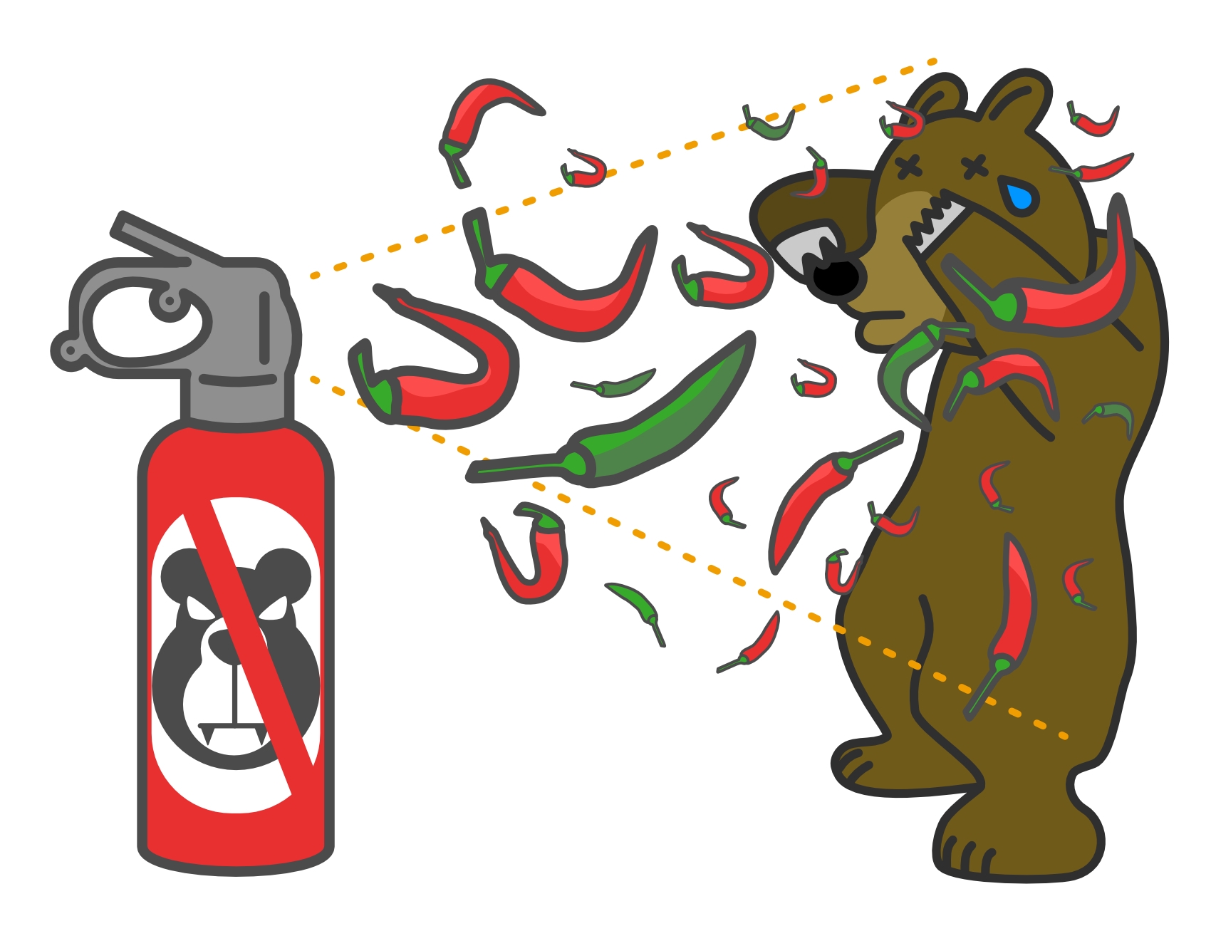 写真(8):熊スプレー13棟分+予備3本準備