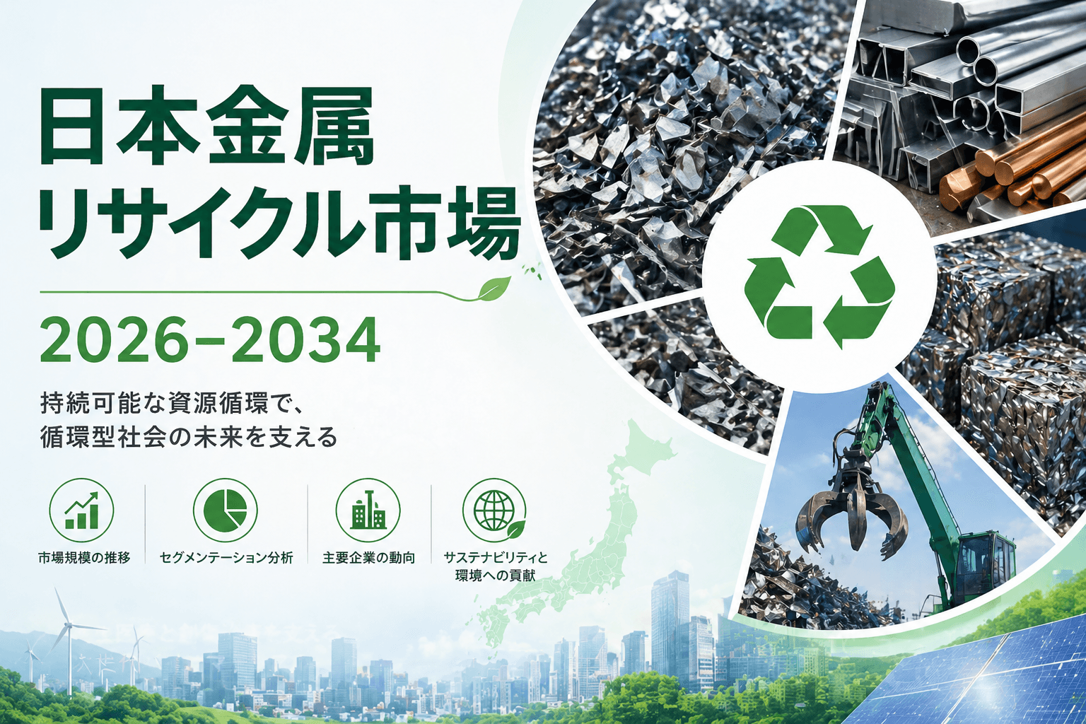 日本の金属リサイクル市場、2034年までに220.3億米ドル規模へ拡大 | 年平均成長率（CAGR）3.79%を記録