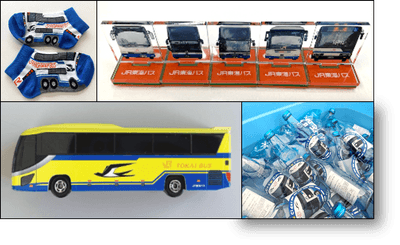 グッズのイメージ（バス靴下・バススタンプ・バス模型・バスサイダー）