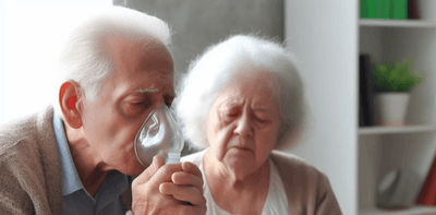 慢性閉塞性肺疾患患者のイメージ画像（画像生成AI（Image Creator）を用いて生成）