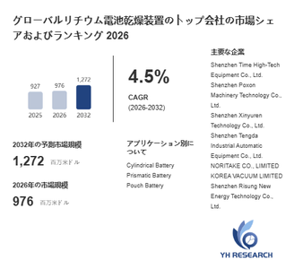 上記の図表／データは、YHResearchの最新レポート「グローバルリチウム電池乾燥装置のトップ会社の市場シェアおよびランキング 2026」から引用されています。