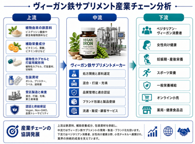 図.   ヴィーガン鉄分サプリメントの産業チェーン
