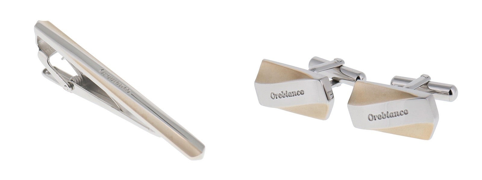 ORT552B タイピン/ライトゴールド(左)、ORC552B カフス/ライトゴールド(右)
