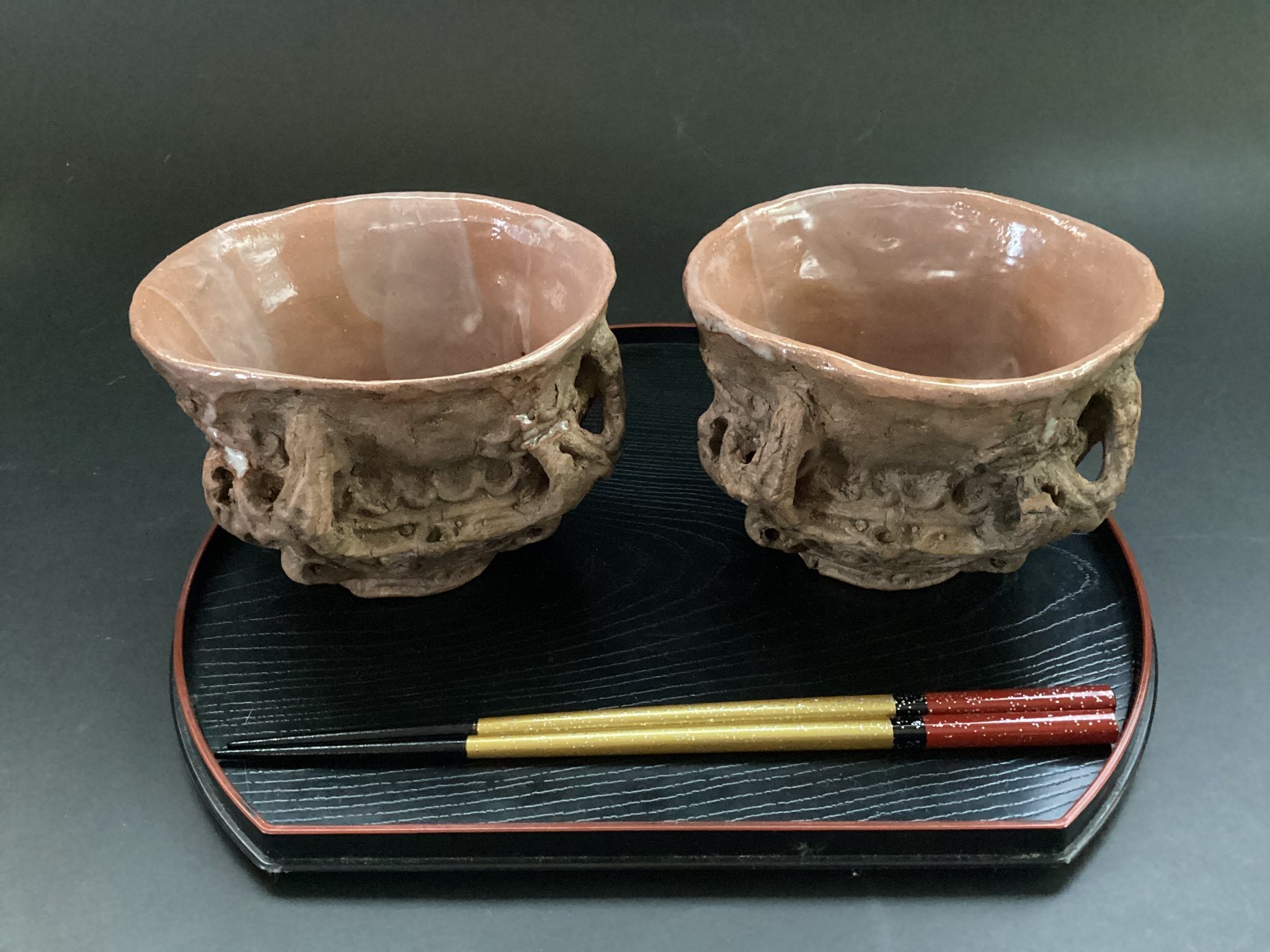 縄文火焔型土器型 夫婦お茶碗