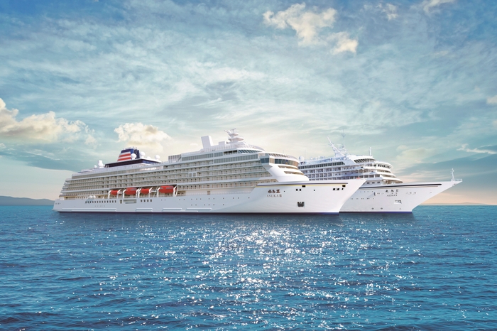 「飛鳥II」(奥)「飛鳥III」(手前)二隻運航イメージ