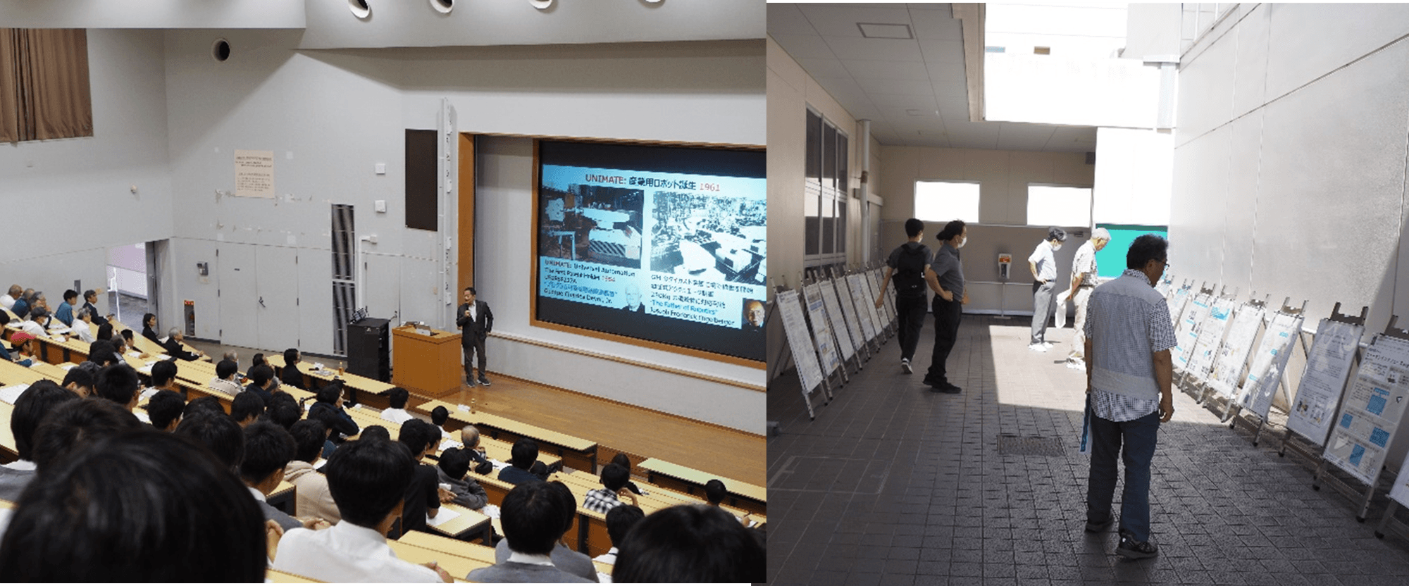 令和6年(2024年)開催の「市民公開講座」(左)と研究シーズポスター展示(右)の様子