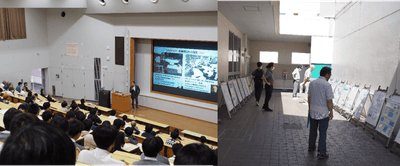 令和6年（2024年）開催の「市民公開講座」（左）と研究シーズポスター展示（右）の様子