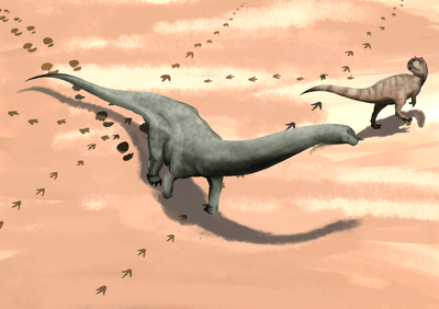 足跡が形成された当時の風景　復元画：村瀬晴太