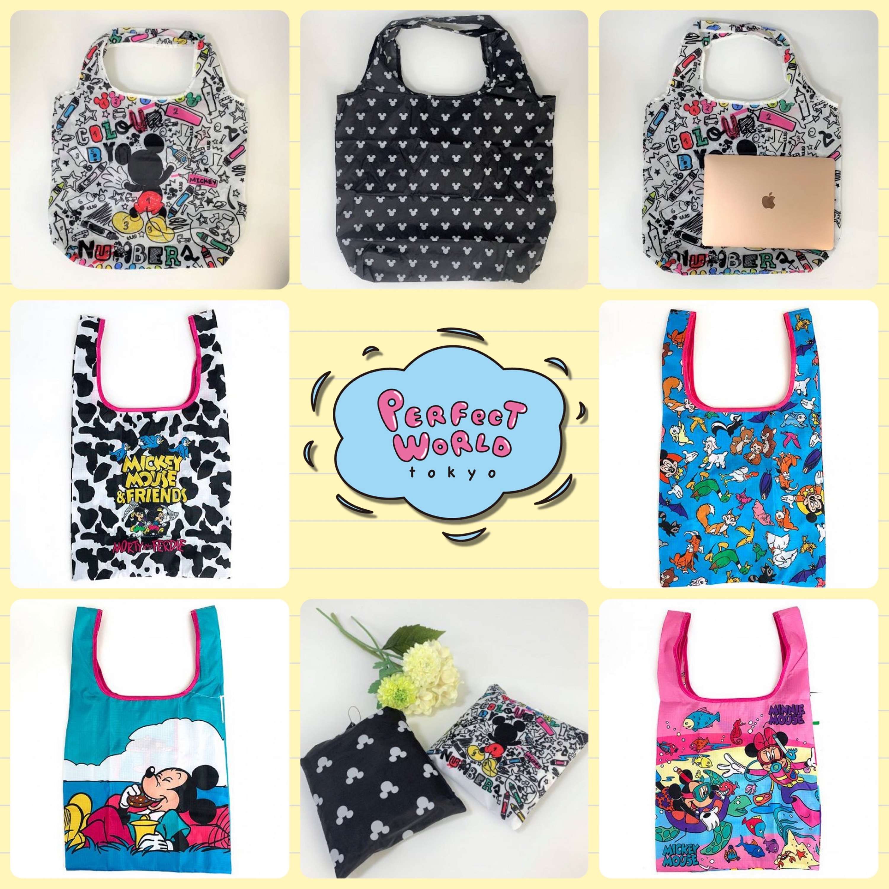 かさばる荷物はミッキーにおまかせ☆ミッキーandフレンズのポップなディズニーエコバッグ