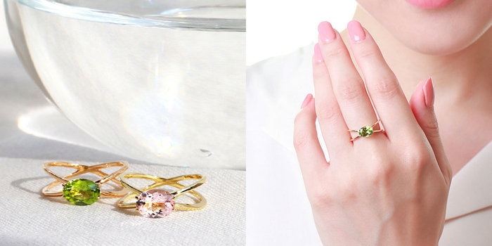 「リディア」リング(ペリドット/モルガナイト)