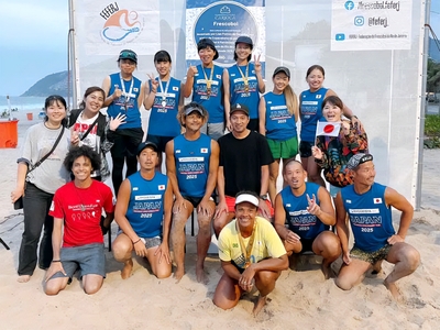 フレスコボールブラジル選手権2025日本代表選手団と宮山有紀選手（上段左から5人目）